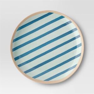 4!!!! THRESHOLD NWT coastal melamine plastic layering salad plate -blue striped